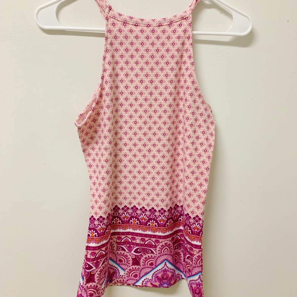 Pink Pattern Halter Tank Top